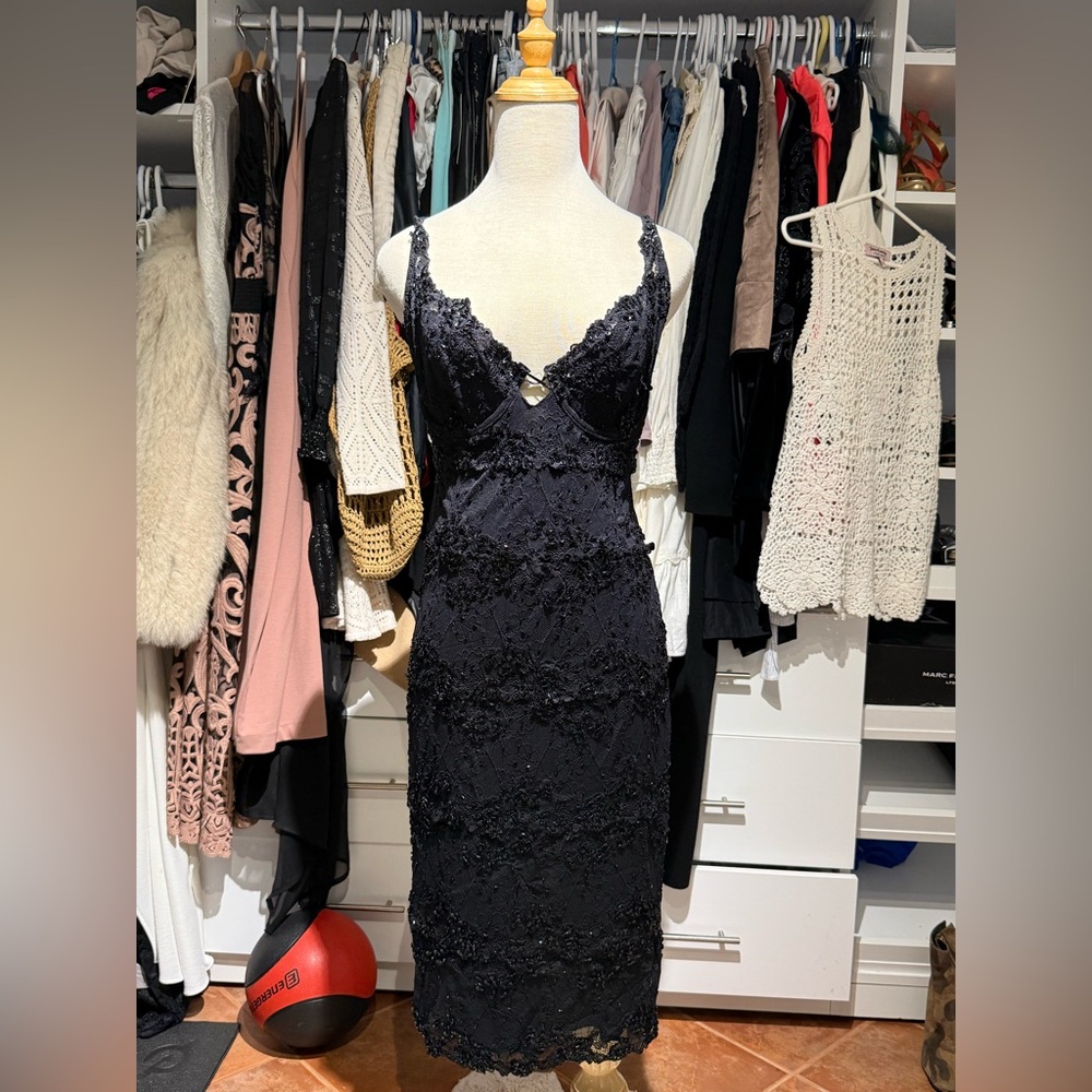 Marciano Black Lace Midi Dress